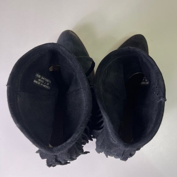 Frye Ilana Fringe Short Ankle Booties Women's 10 B Black Leather Western Pull on - Picture 14 of 15